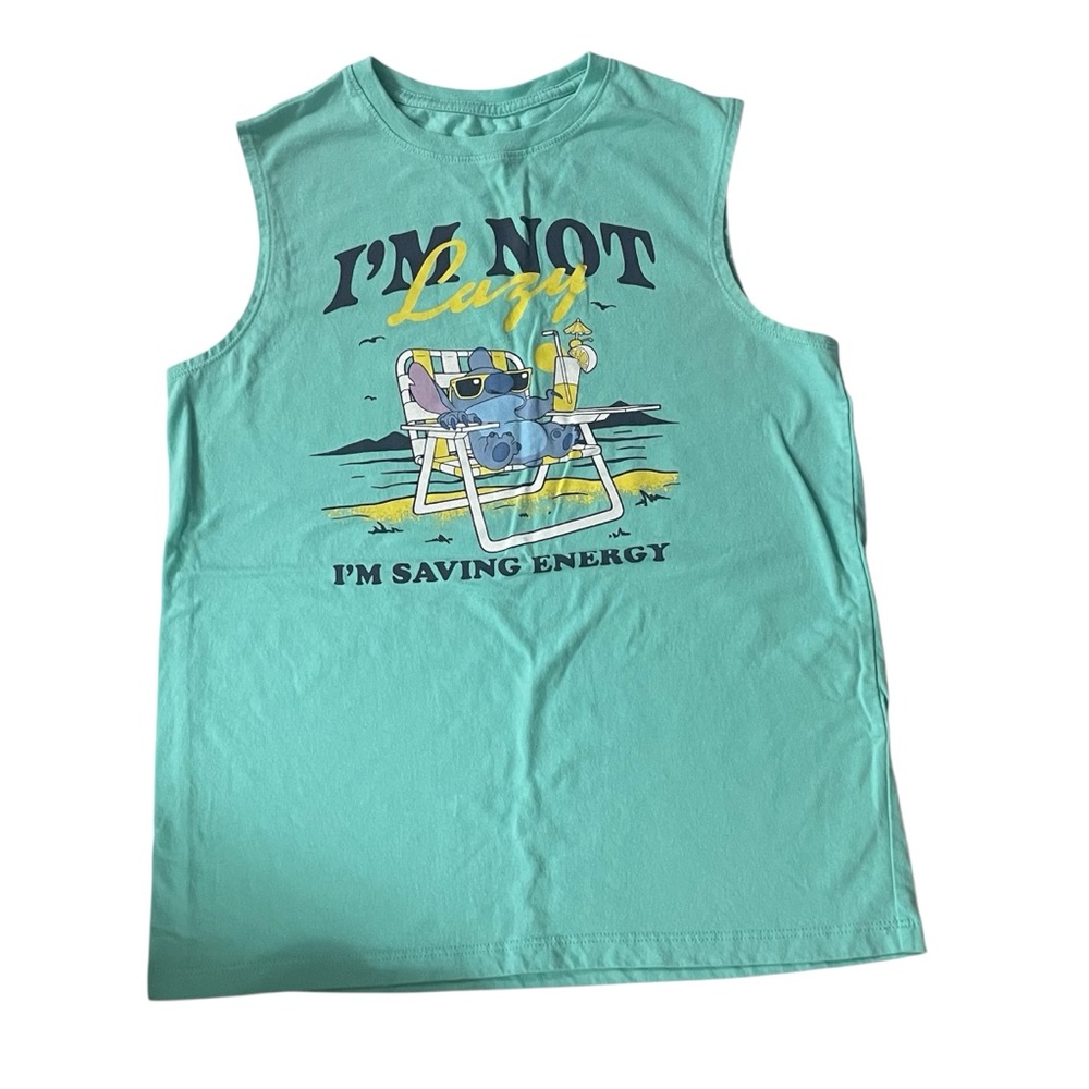 Disney Stitch Graphic Sleeveless Tee in Aqua XL (14/16)